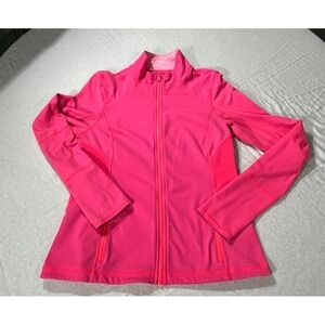 Kirkland Women's Hot Pink Athletic Jacket Large Zip Up, Thumb Holes, Pockets
